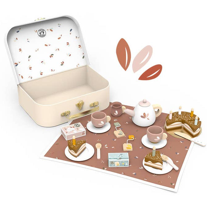 Speedy Monkey Birthday Tea Set with cups, teapot, cakes and carry case