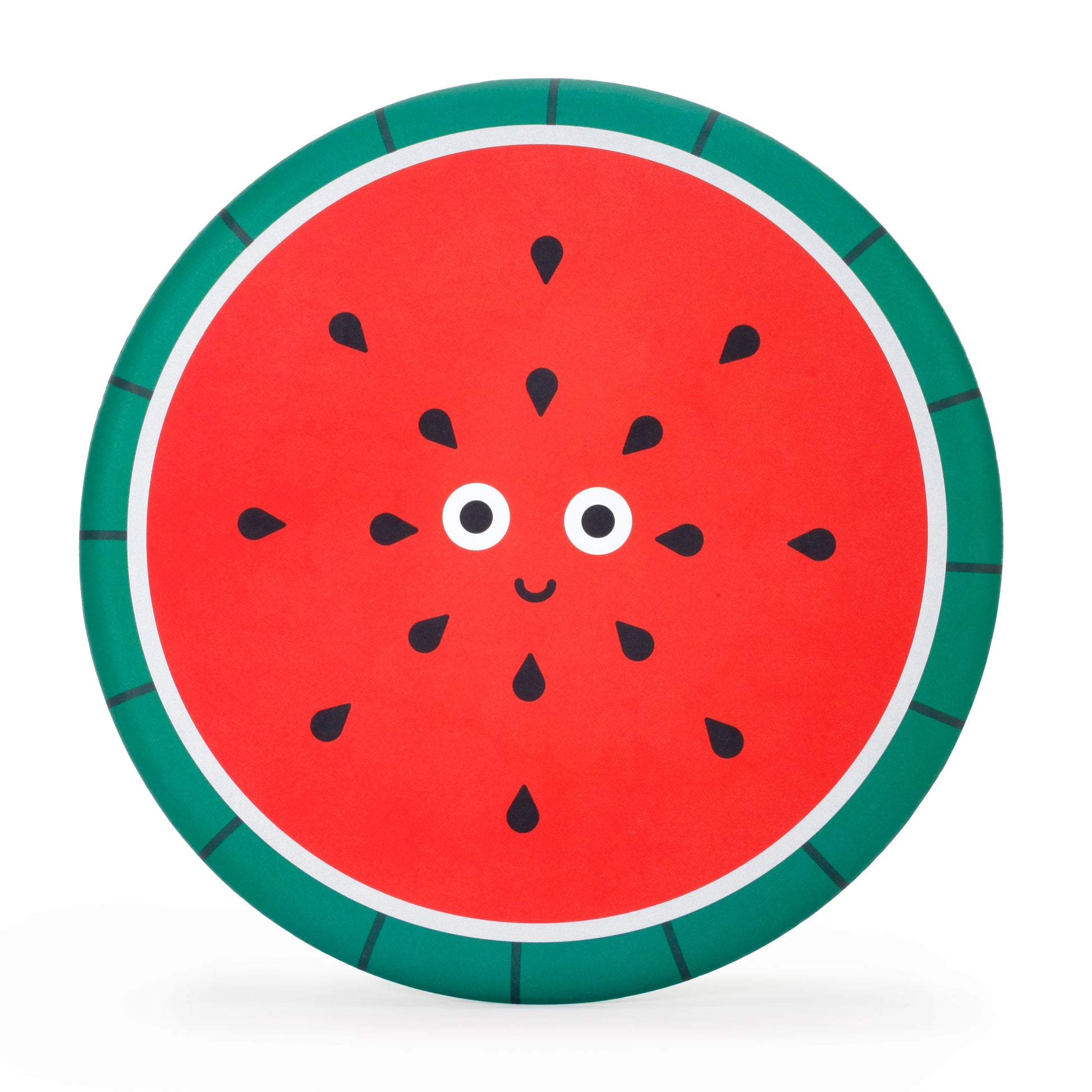Round flying disc that looks like a watermellon