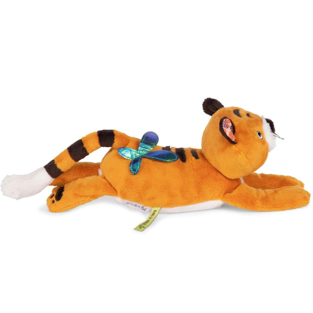 Soft 37cm long plush tiger toy with musical element - Moulin  Roty toys at Send A Toy