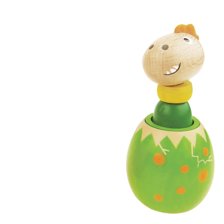 Green wooden Dino Squeaking Egg Baby 
