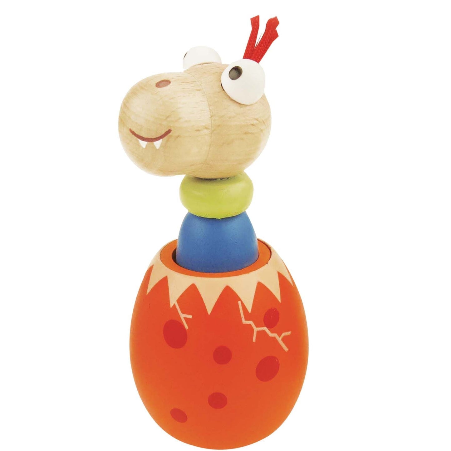 Orange wooden Dino Squeaking Egg Baby 