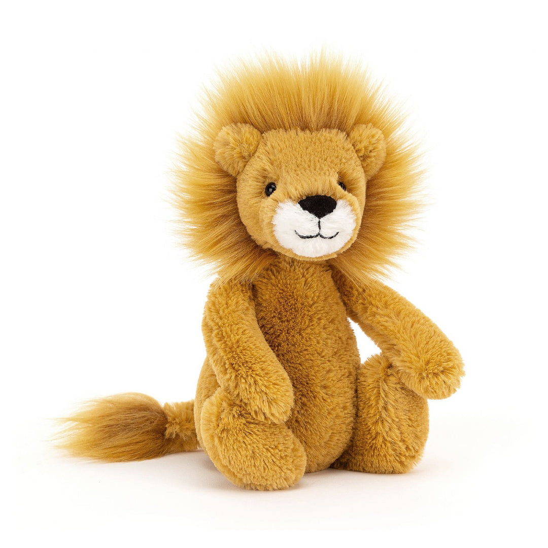 Small Jellycat Bashful Lion soft toy - ginger fur - white face
