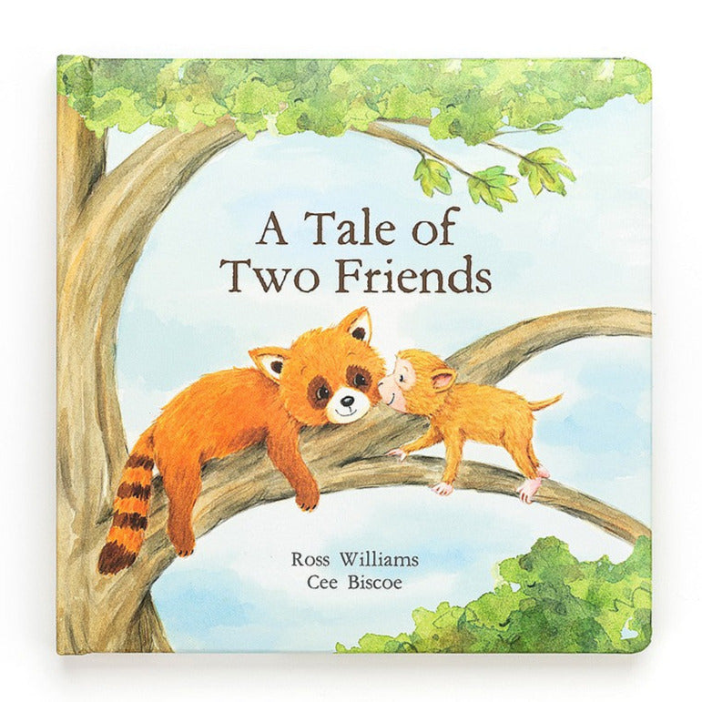 The Tale of Two Friends Jellycat childrens book with raccoon illustrations