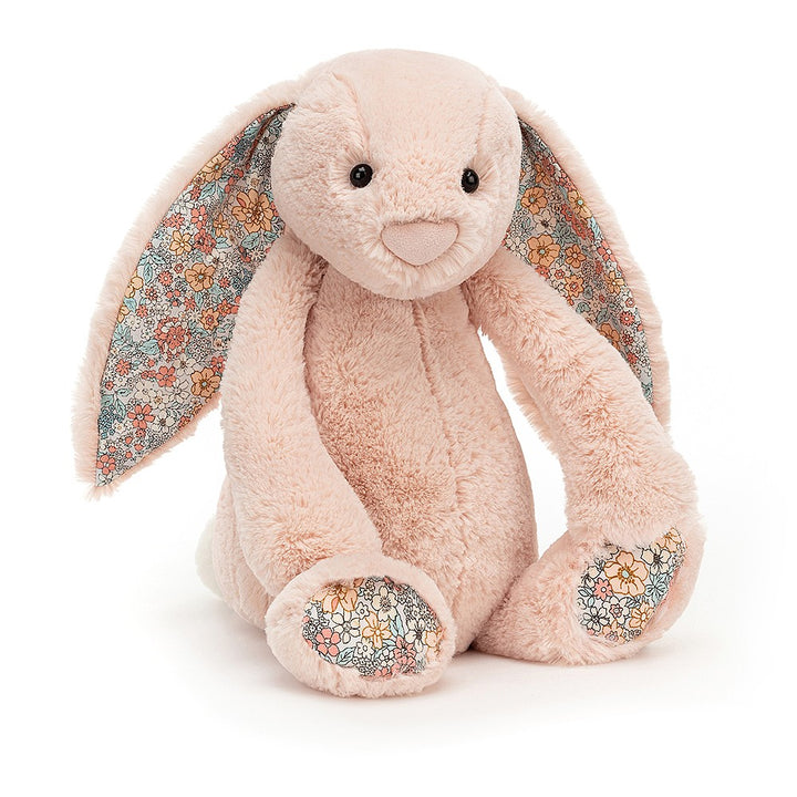Bashful Blossom Blush Pink Large Bunny Soft Toy with Floral Fabric Ears - Jellycat