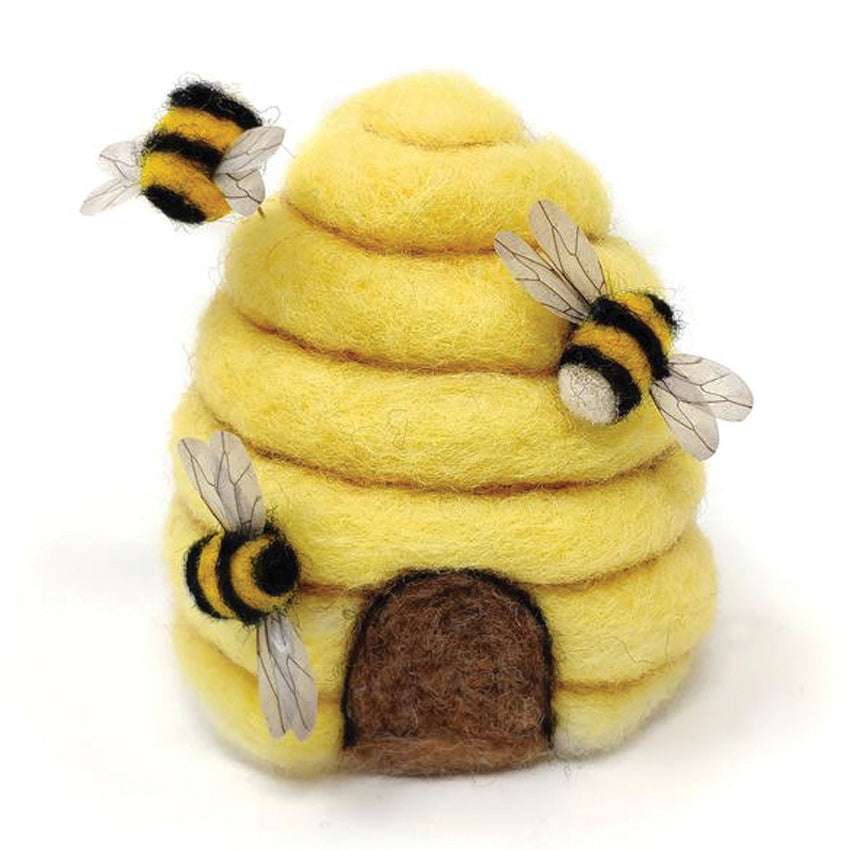 Yellow Bee Hive Needle Felt Kit - The Crafty Kit Co 