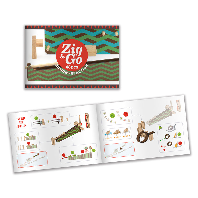 Zig &amp; Go, ensemble de construction d'action et de réaction, 48 pièces