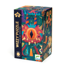 Colourful puzzle box on a white background with the words Djeco and Whizzy Puzzle printed on the box.