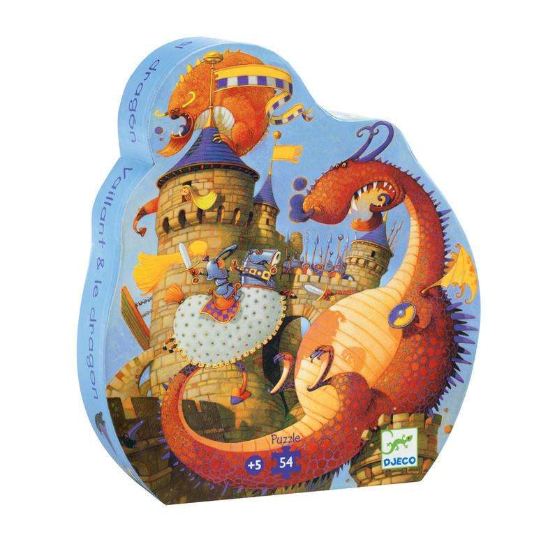 Vaillant & The Dragon Castle 54pc Silhouette Puzzle Djeco Puzzles