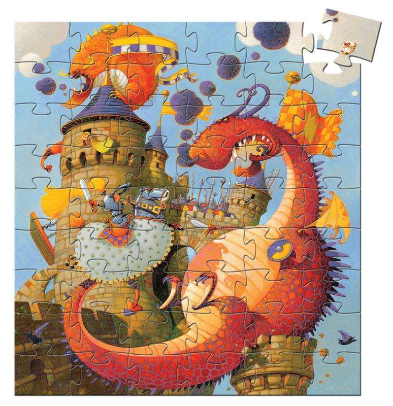 Vaillant & The Dragon Castle 54pc Silhouette Puzzle Djeco Puzzles