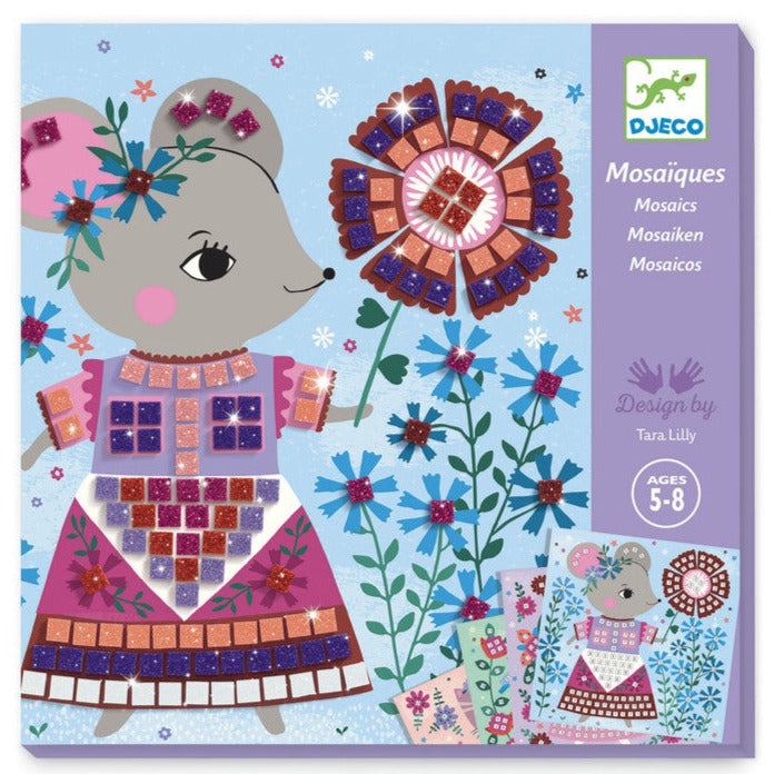 Lovely Pets Mosaic craft kit with adorable mouse illustration, brand Djeco