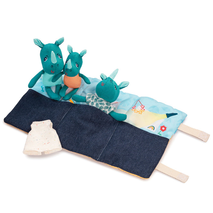 Marius blue Rhino Family Lilliputiens soft toy playset