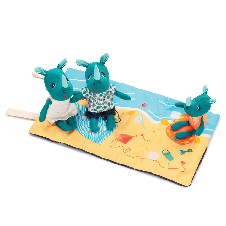 Marius blue  Rhino Family Lilliputiens Soft Toy play set