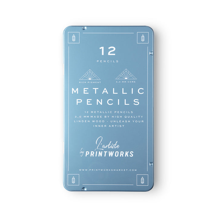 Metallic Coloured Linden Wood Pencils - 12