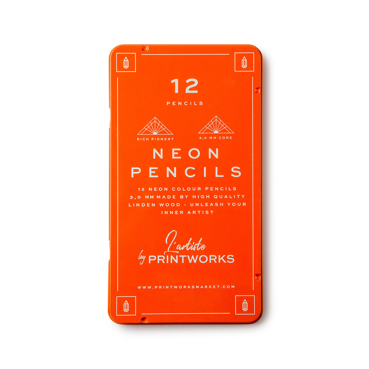 Neon Coloured Linden Wood Pencils - 12