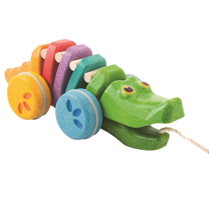 Plan Toys wooden Rainbow Alligator Pull Along toy - Djeco 