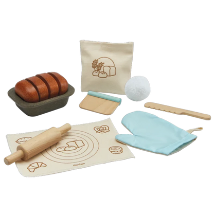 Plan Toys pretend play wooden bread making set