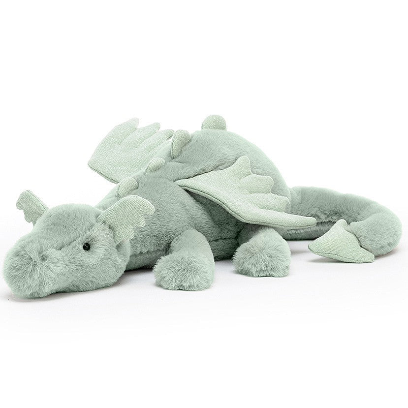 Sage green large dragon soft toy - Jellycat at Send A Toy