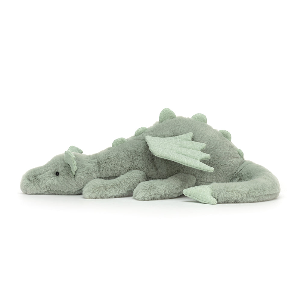 Large sage green Jellycat dragon soft toy - Send A Toy