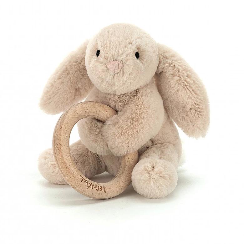 Shooshu Bunny Wooden Ring Toy (Retired) Jellycat Baby Activity Toys