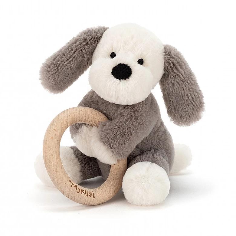 Shooshu Puppy Wooden Ring Toy (Retired) Jellycat Baby Activity Toys