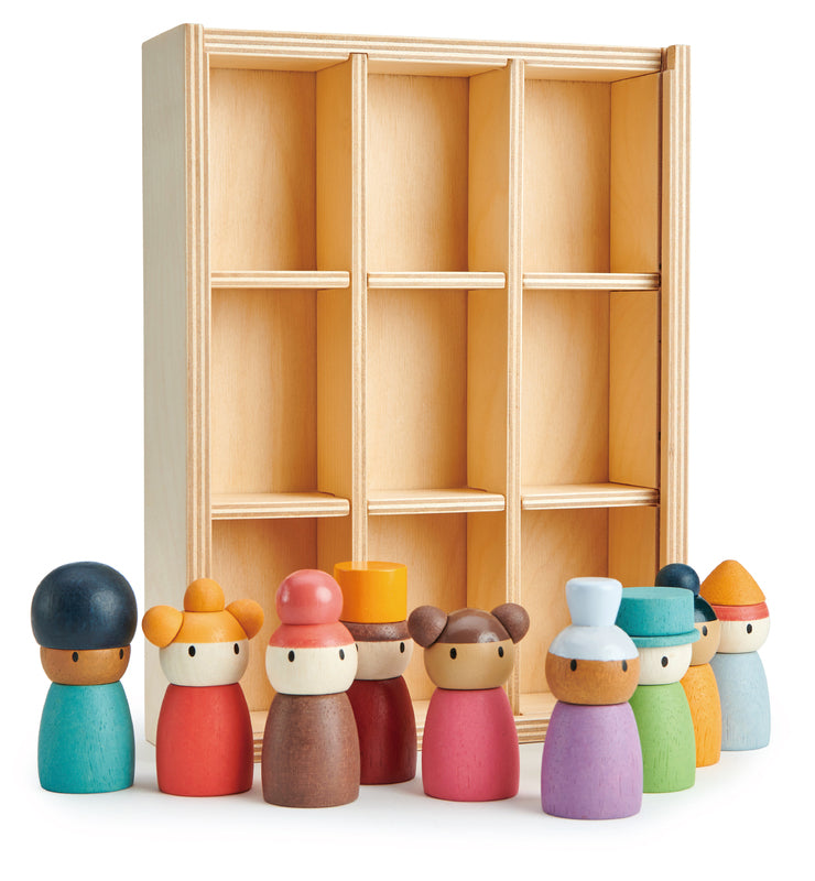 Happy Folk wooden Hotel with people  -Tender Leaf Toys