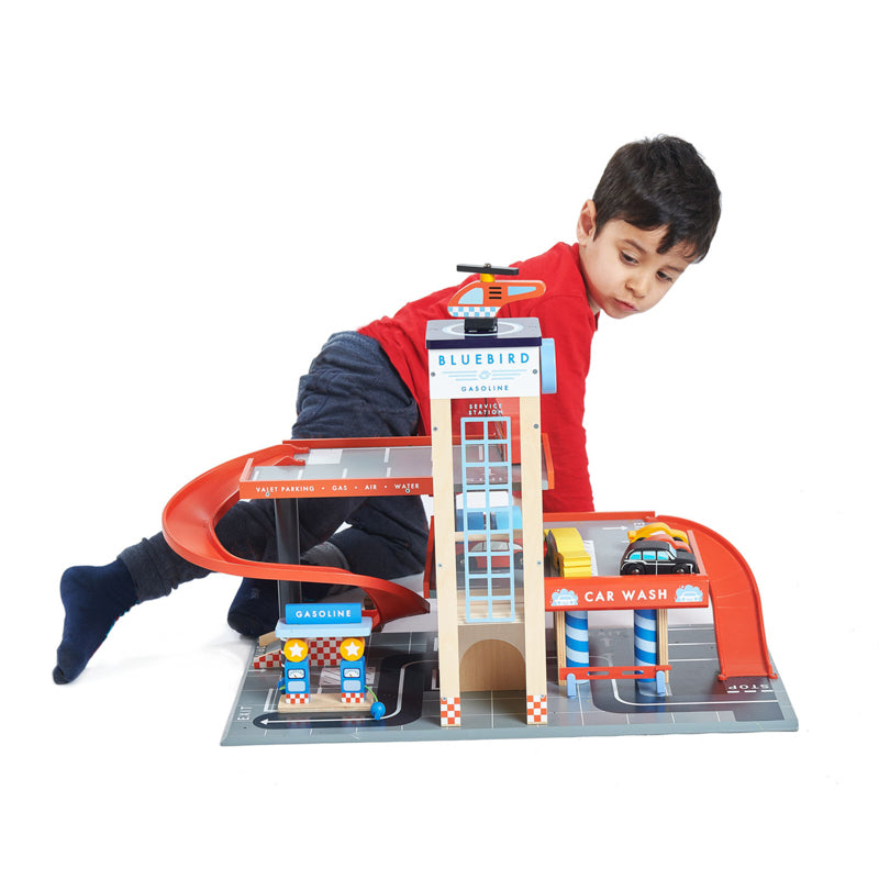 Blue Bird Service Station Tender Leaf Toys Parking Garage Sets