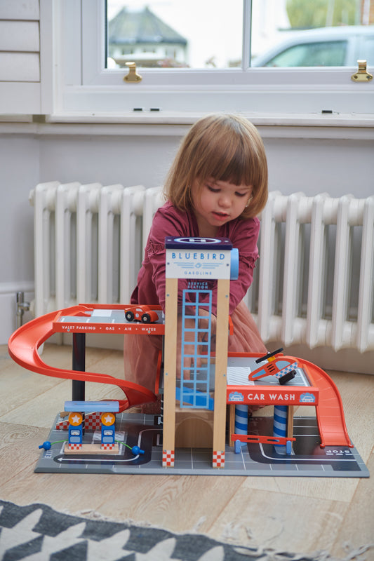 Blue Bird Service Station Tender Leaf Toys Parking Garage Sets