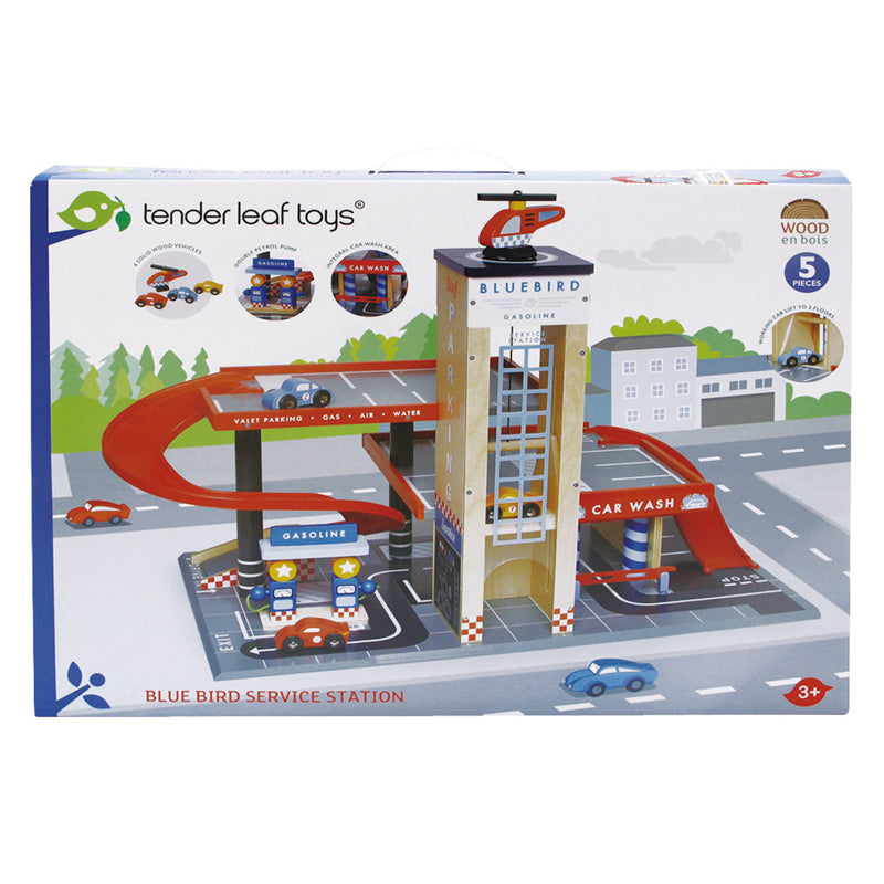 Blue Bird Service Station Tender Leaf Toys Parking Garage Sets