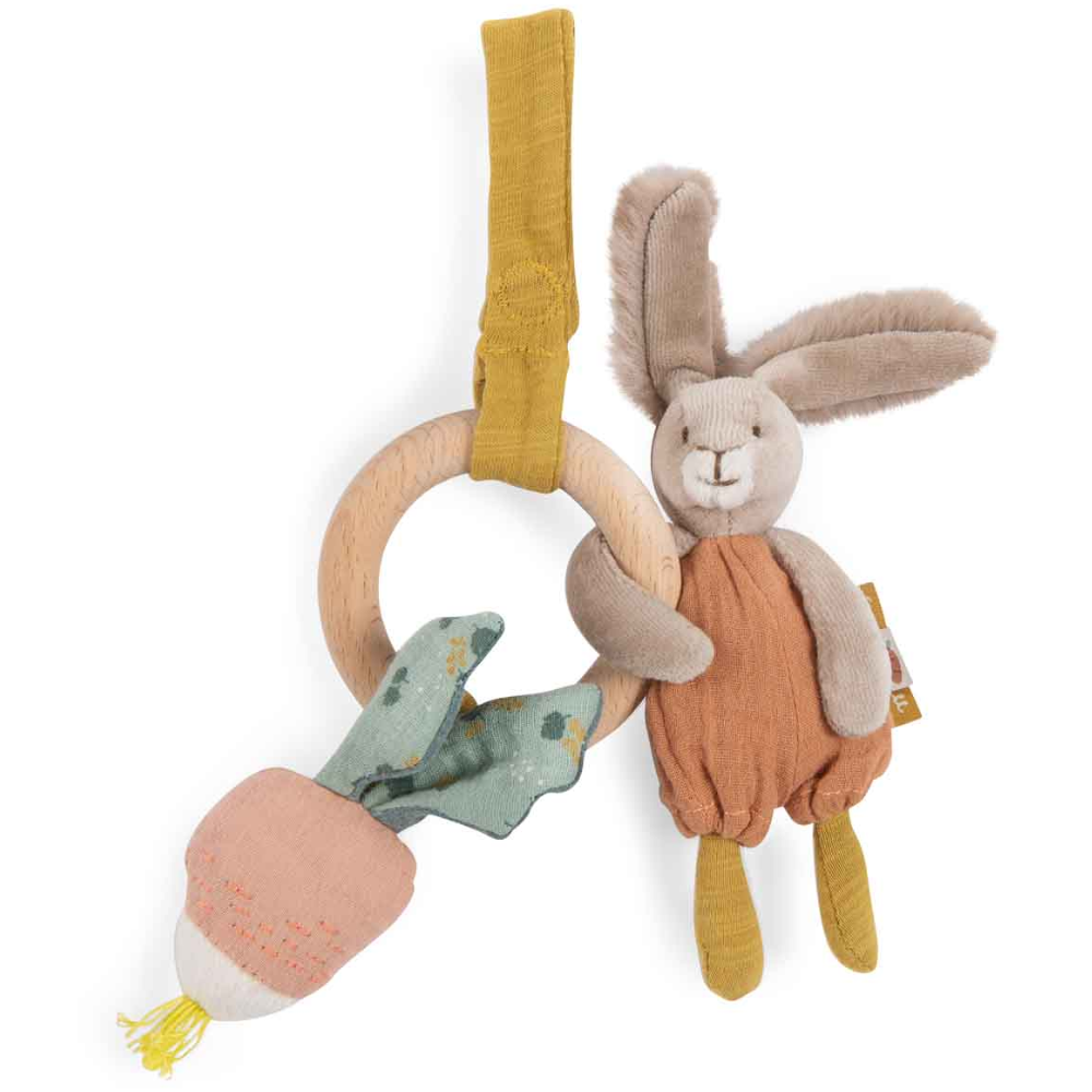 Trois Petits Lapins Rabbit Wooden Ring Rattle - Moulin Roty infant toys at Send A Toy