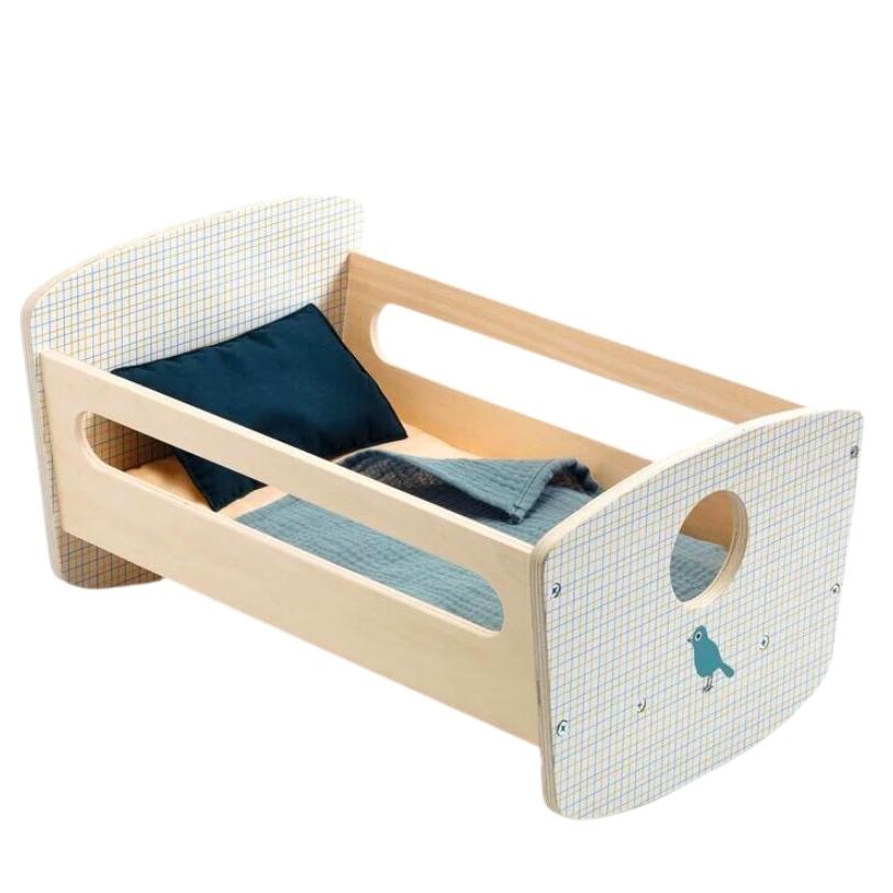 Doll's Blue Night Wooden Rocking Bed