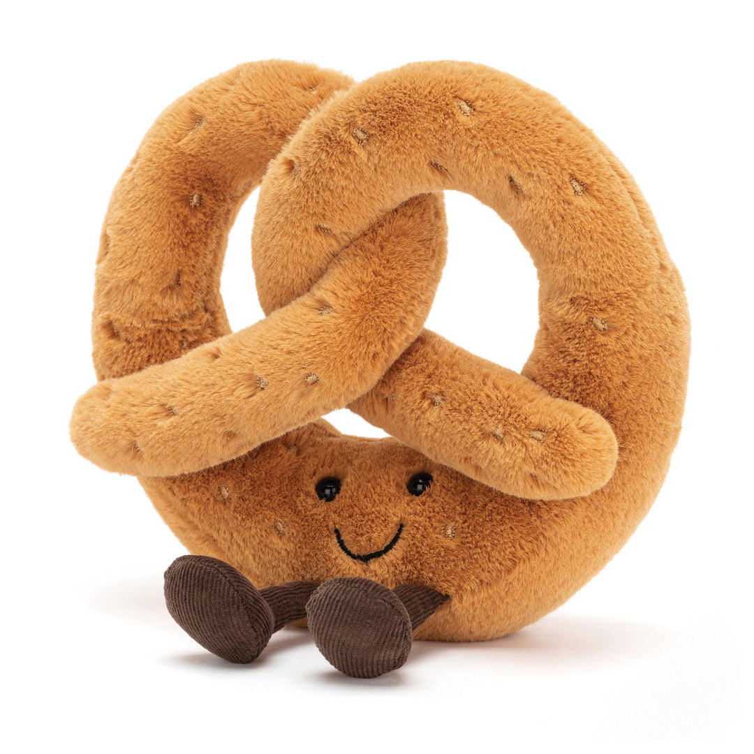 Jellycat Amuseable Pretzel soft toy with  ginger brown fur, cocoa cord boots and stitchy salt speckles - Jellycat Amuseable soft toys at Sen A Toy