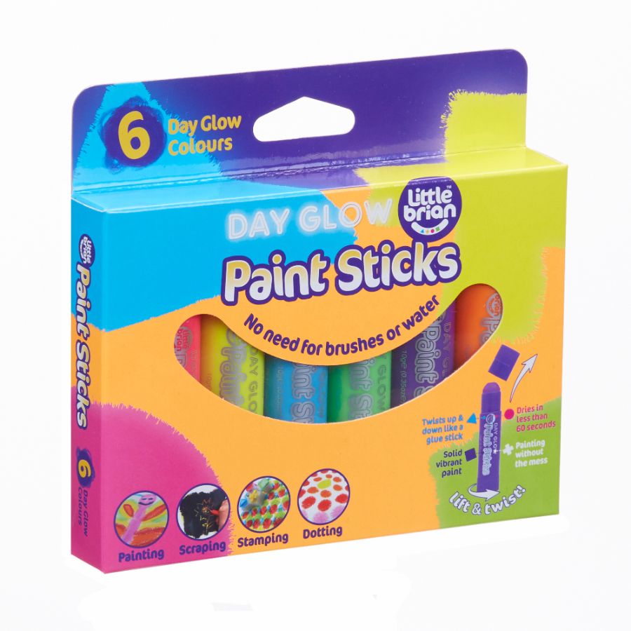 Paint Sticks - Day Glow  (6 Pack) Little Brain Art and Craft