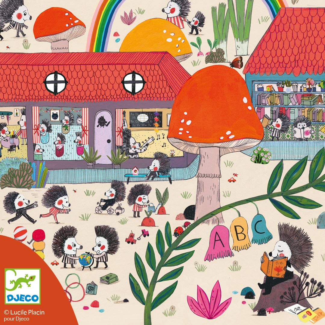 Hedgehog School Observation Puzzle + Poster Djeco Puzzles