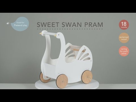 Sweet Swan Doll Pram with Bedding