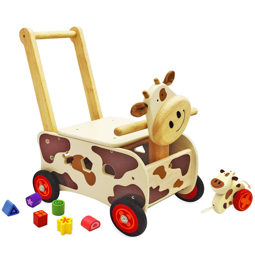 Walk & Ride Cow Sorter (4 in 1) I'm Toy Baby Walkers | Push Along Toys