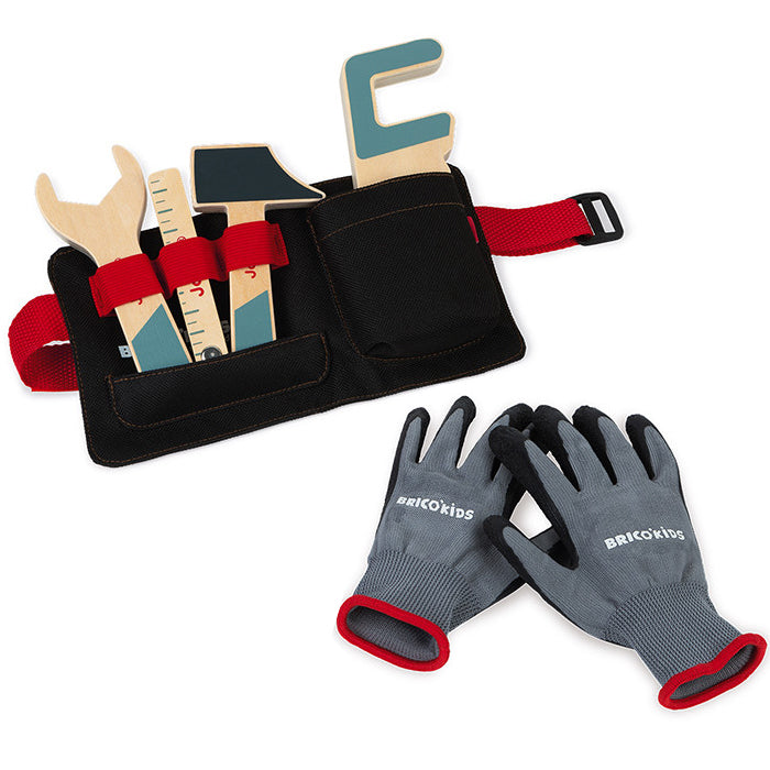 BricoKids Ensemble ceinture à outils et gants DIY