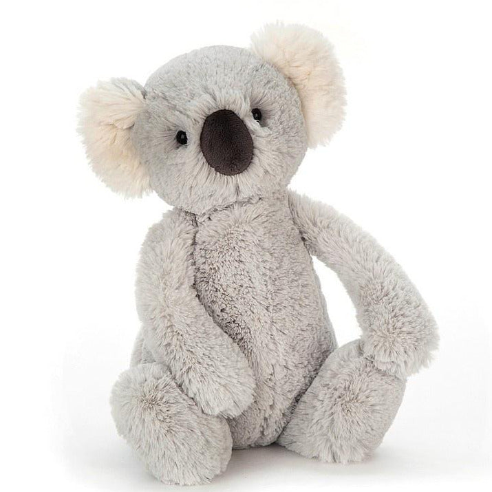 Jellycat grey koala soft toy with large darak brown nose and white ears - Send A Toy