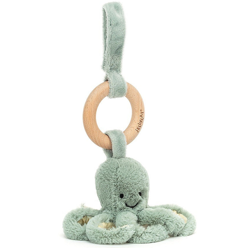 Jellycat Odyssey Octopus Wooden Ring Toy with Rattle 