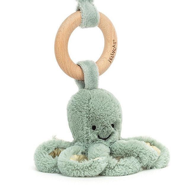 Jellycat Odyssey Octopus Wooden Ring Toy with Rattle 