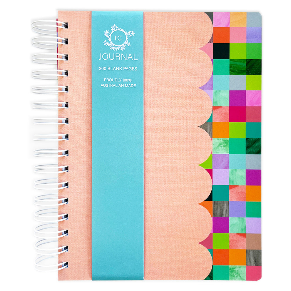 Check Pattern Peach Scallop Journal - 200 Blank Page – Send A Toy