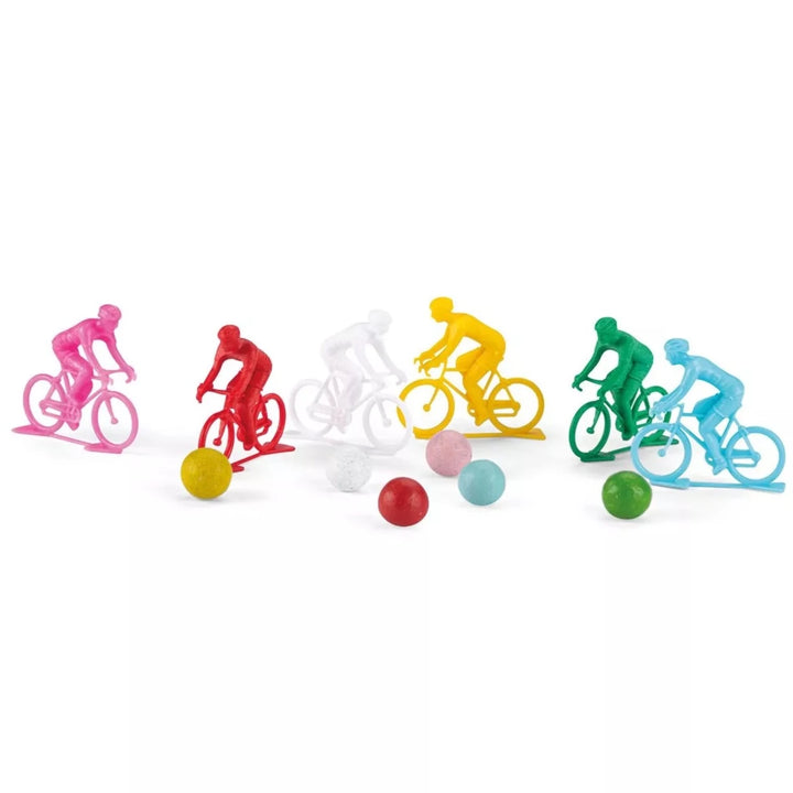 Cycliust marble game, coloured marbles, plastic cyclist figures - Moulin Roty Toys