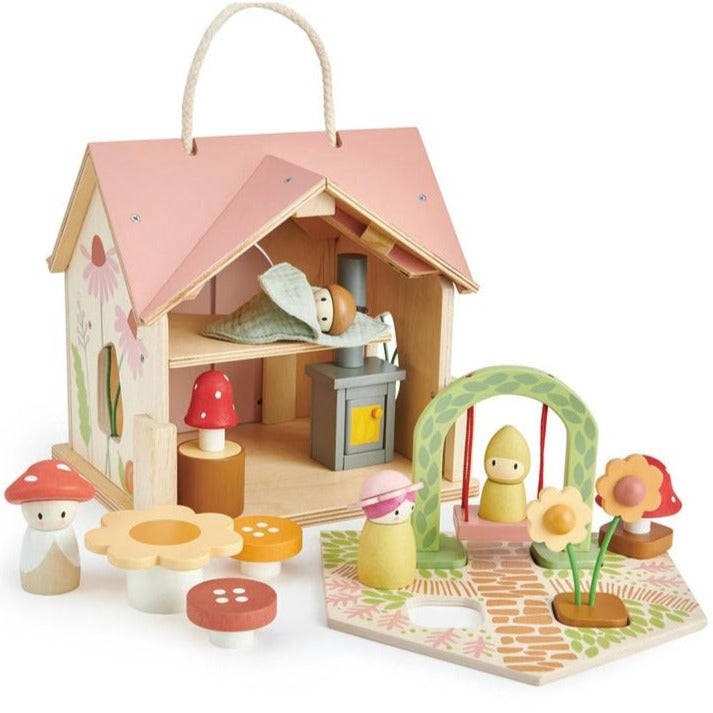Merrywood wooden Rosewood Doll Cottage - Tender Leaf Toys 
