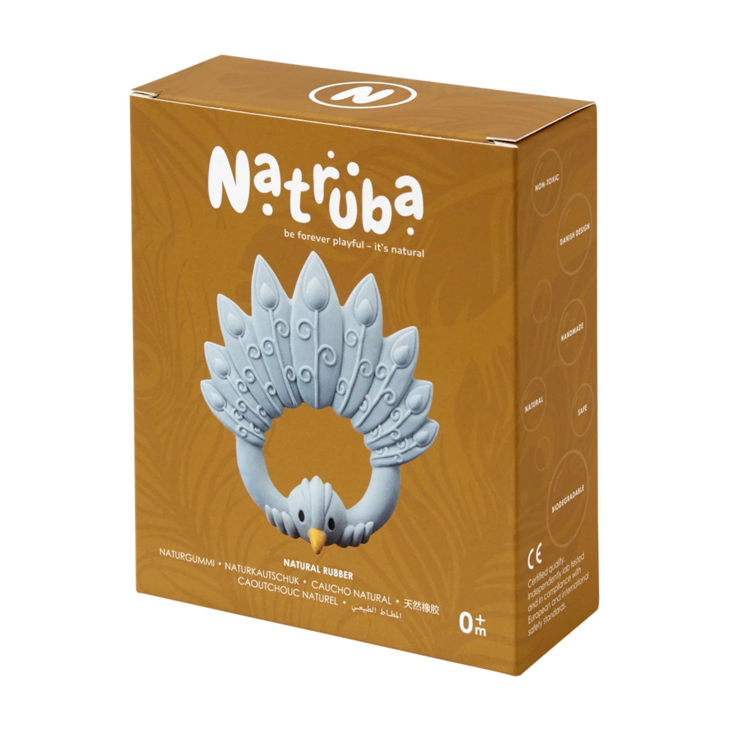 Anneau de Dentition Naturel Paon - Bleu Clair