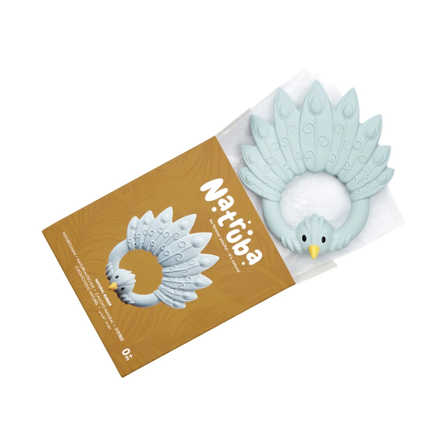 Anneau de Dentition Naturel Paon - Bleu Clair