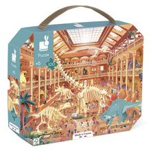 A 100-piece jigsaw puzzle depicting a scene of the Natural History Museum with various dinosaurs and museum exhibits.