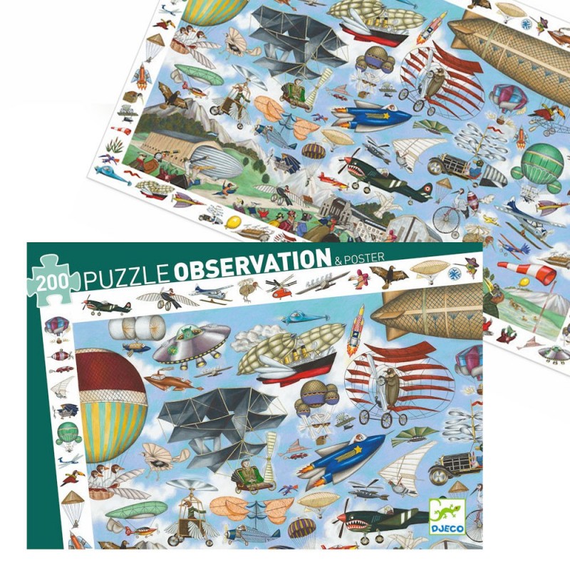 Aero Club Observation Puzzle + Poster 200pc Djeco Puzzles