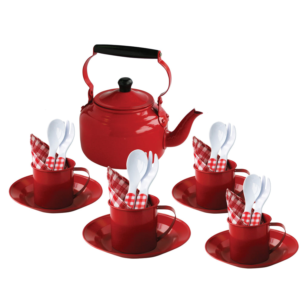 Tin Picnic Set with Kettle and Carry Case Mushab send-a-toy.myshopify.com Tea Sets