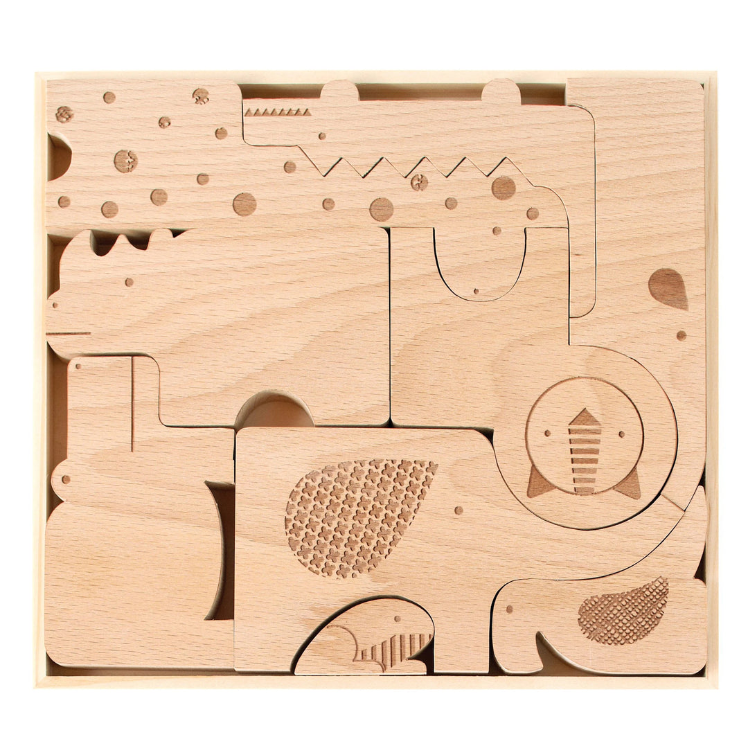 Safari Jungle Wooden Puzzle + Play Petit Collage Puzzle