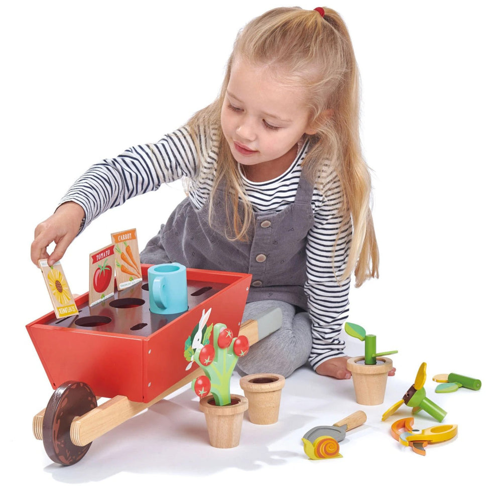 Garden Wheelbarrow Set Tender Leaf Toys Pretend and Role Play