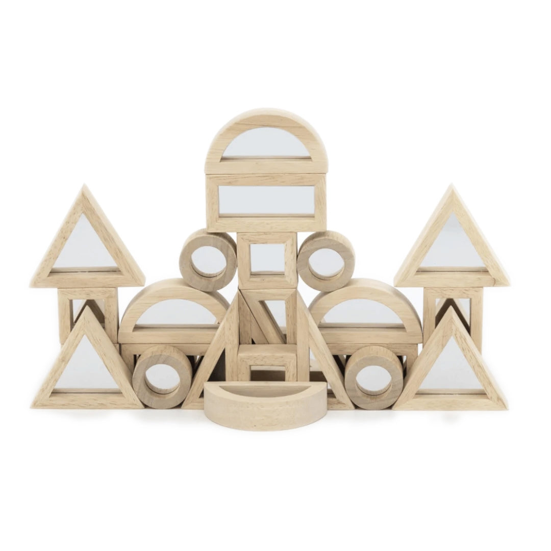 Natural Wood Mirror Blocks Set Tickit send-a-toy.myshopify.com Wooden Blocks